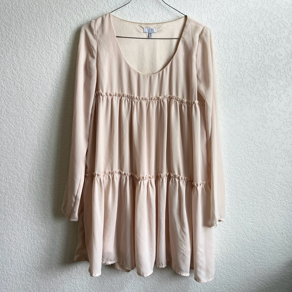 TOBI Women’s Peach Flowy Long Sleeve Dress